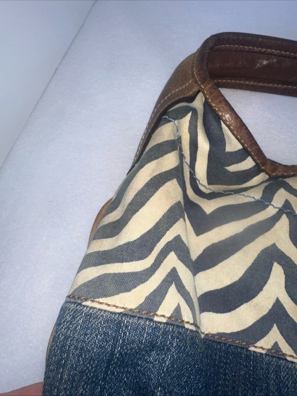Coach Indigo Denim Blue Patchwork Ergo XL Hobo Handbag Purse Bag - Picture 15 of 17